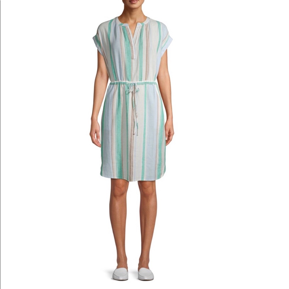 Time and Tru cinched dress large 12 14 striped
